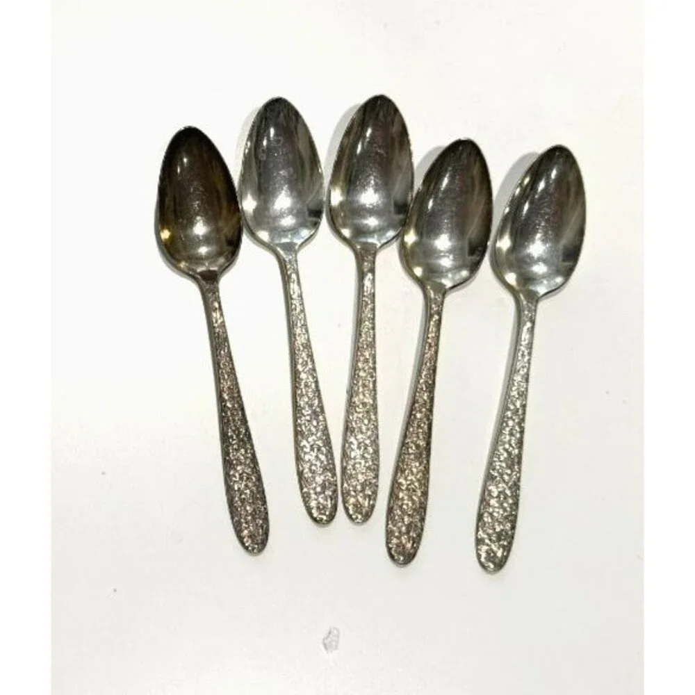 One Set of 5 National Silver Co AA Plus Silverplate Serving Spoons 
